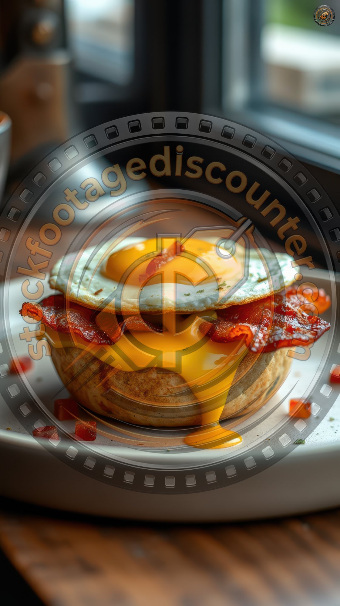 Delicious breakfast dish featuring a golden fried egg, crispy bacon, and gooey cheese served on a toasted bun