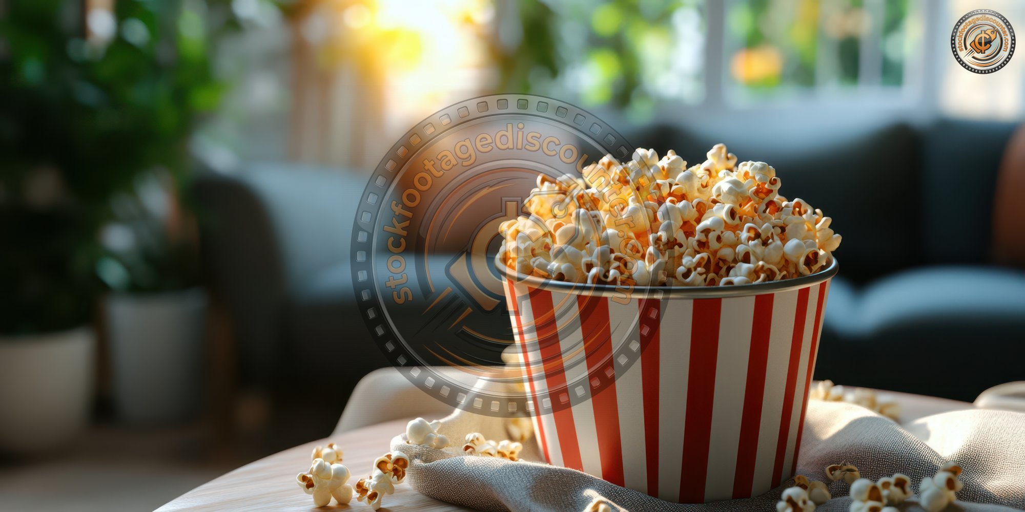 A Striped Bucket Of Popcorn Sits On A Table In A 081942a4 E051 489a Be00 7d77006f914d 0 Gigapixel Standard 6x