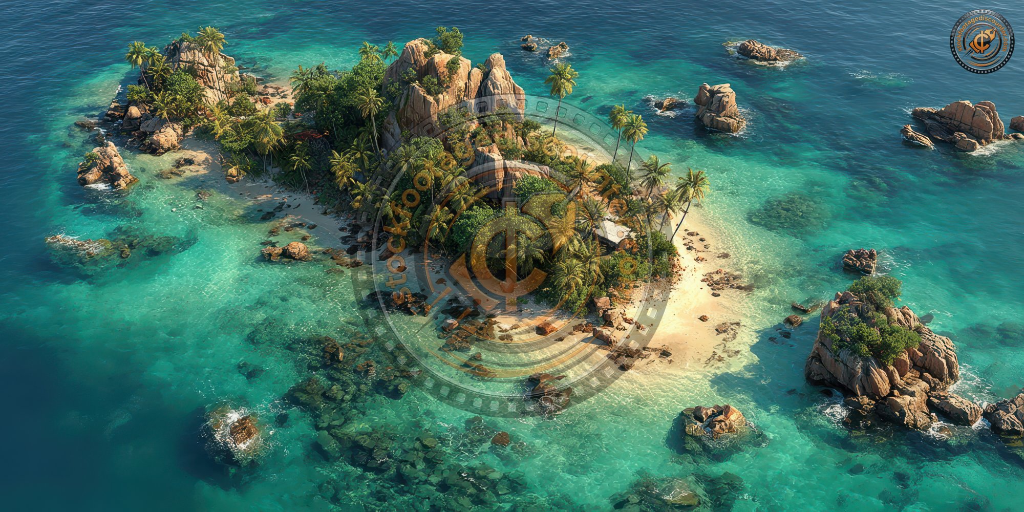 Aerial View Of A Small Tropical Island With Palm 220e33b5 5ba8 428f 8fae Bebe24f9d49e 3 Gigapixel Standard 6x