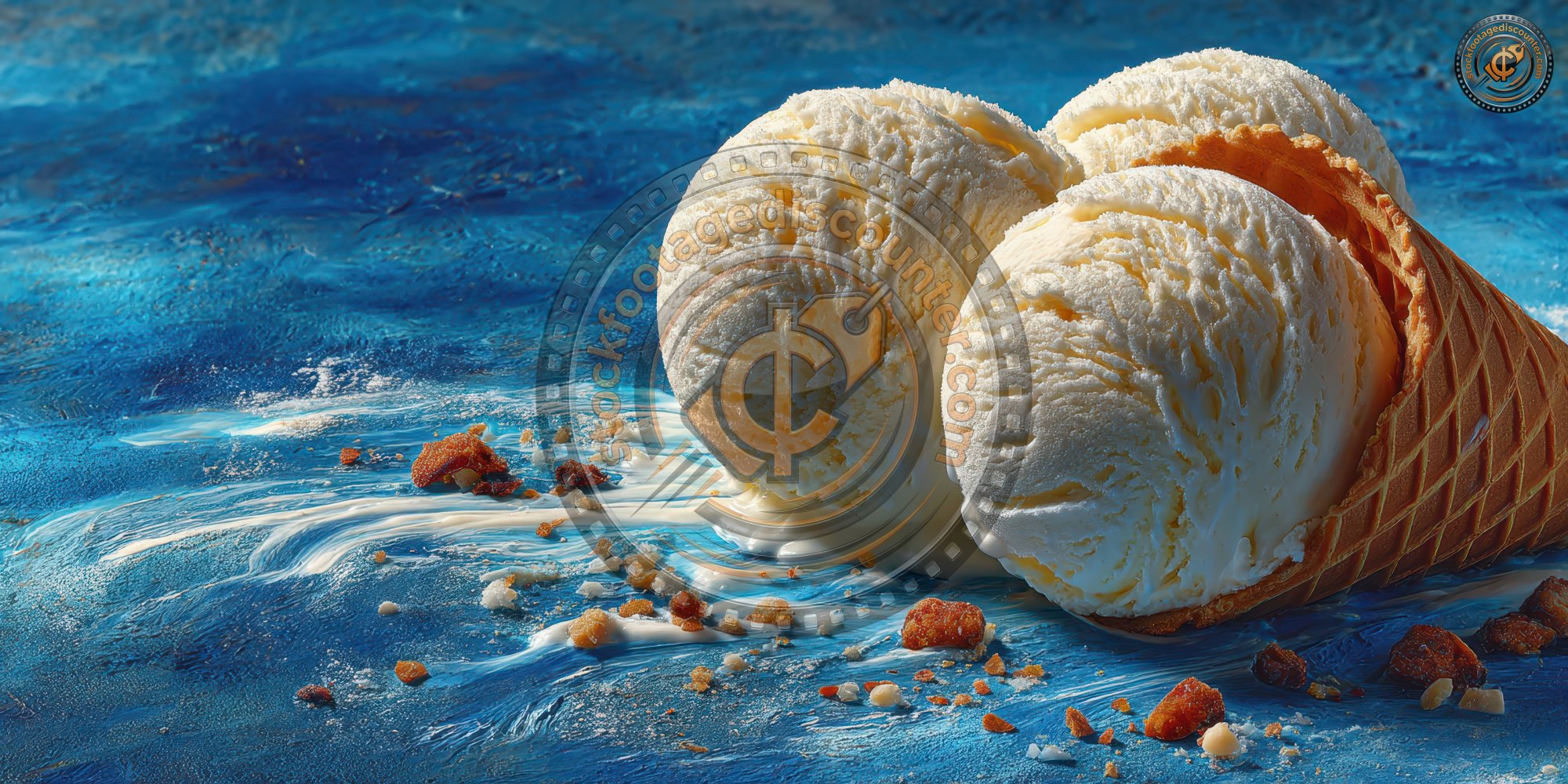Ball Of Ice Cream On Blue Textured Background. Ic B0a55efb E7e7 43e7 Bf9c Ac713b95c9be 1 Gigapixel Standard 6x