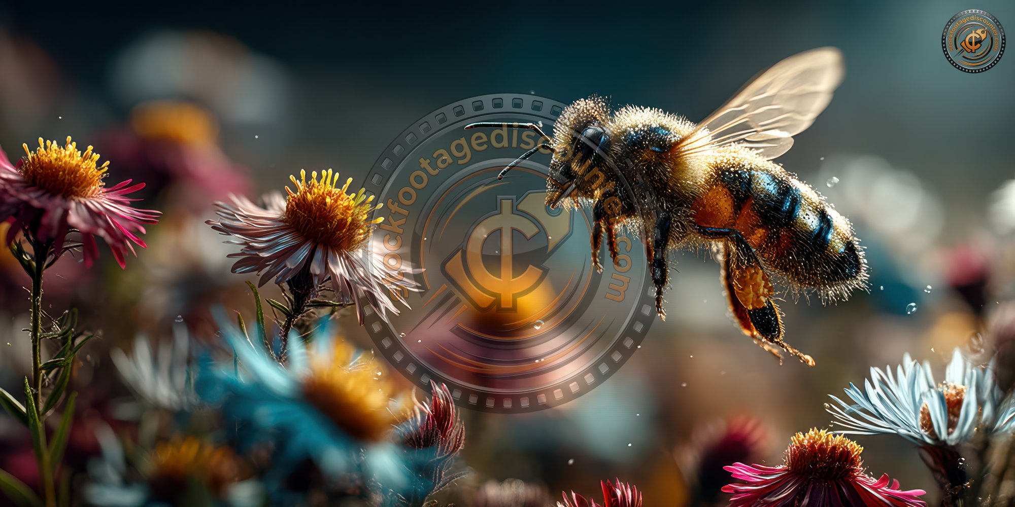 Bee In Flight Over Wildflowers Under A Sunny Blue 4bc9a9c2 4295 478d B1e0 969b4c332655 1 Gigapixel Standard 6x