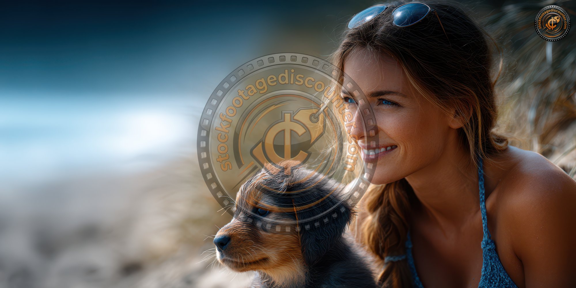 Bikini Girl Playing With Puppy On The Beach. Pupp 9a2fbefe 27fe 4afa 8119 B7bf0f111ede 2 Gigapixel Standard 6x