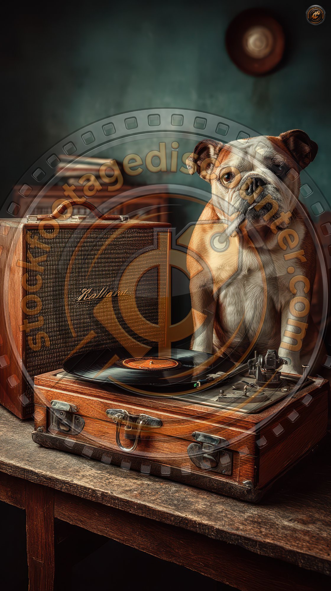 Bulldog Playing Records With Background Of A Spea 9a592a68 B324 41da Bf4d 88441a4689fe 0 Gigapixel Standard 6x