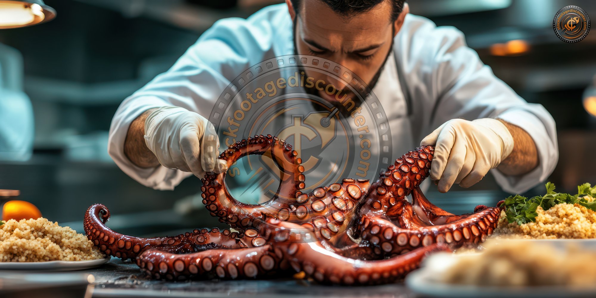 Chef Preparing Grilled Octopus With Couscous F489e6c4 7b32 48ee 9161 60095109a117 3 Gigapixel Standard 6x