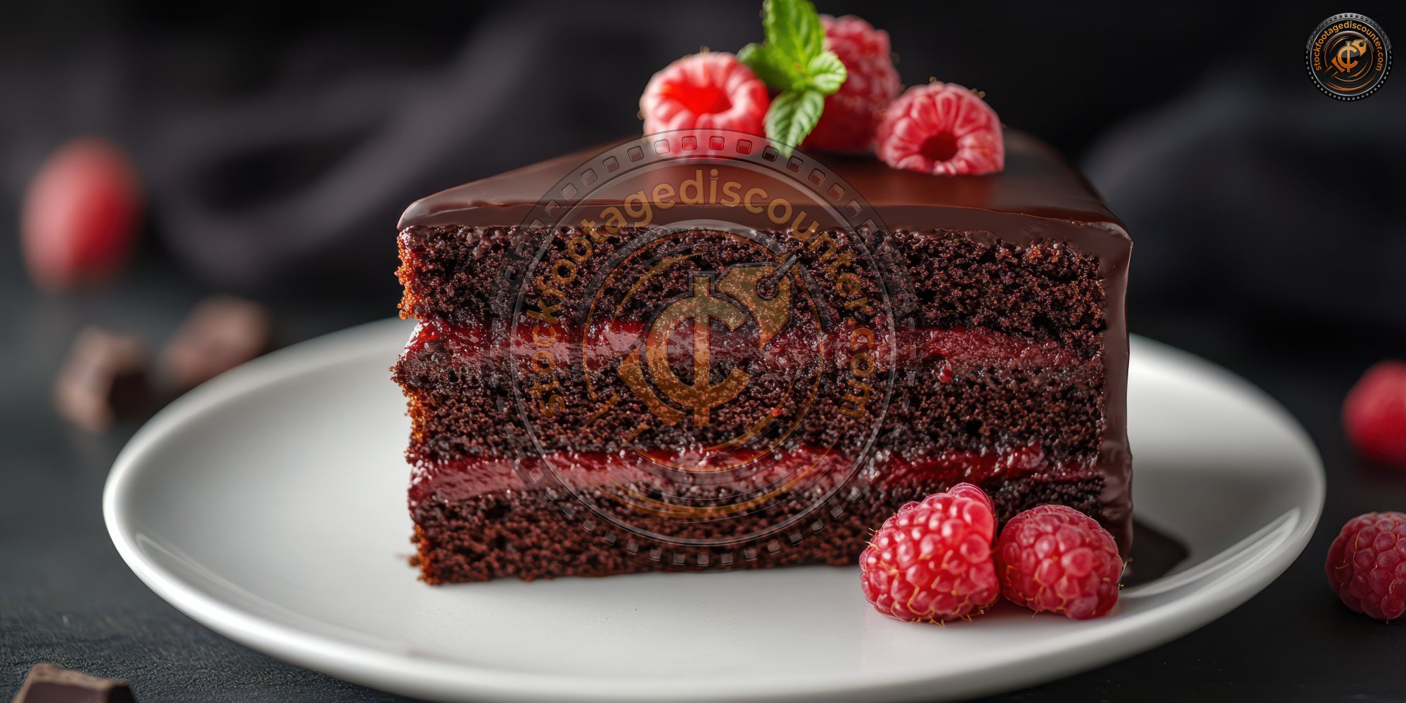 Dark Chocolate Cake Slice With Raspberry Garnish 0a752fc2 112a 4804 8fd9 Eead7363c84e 2 Gigapixel Standard 6x