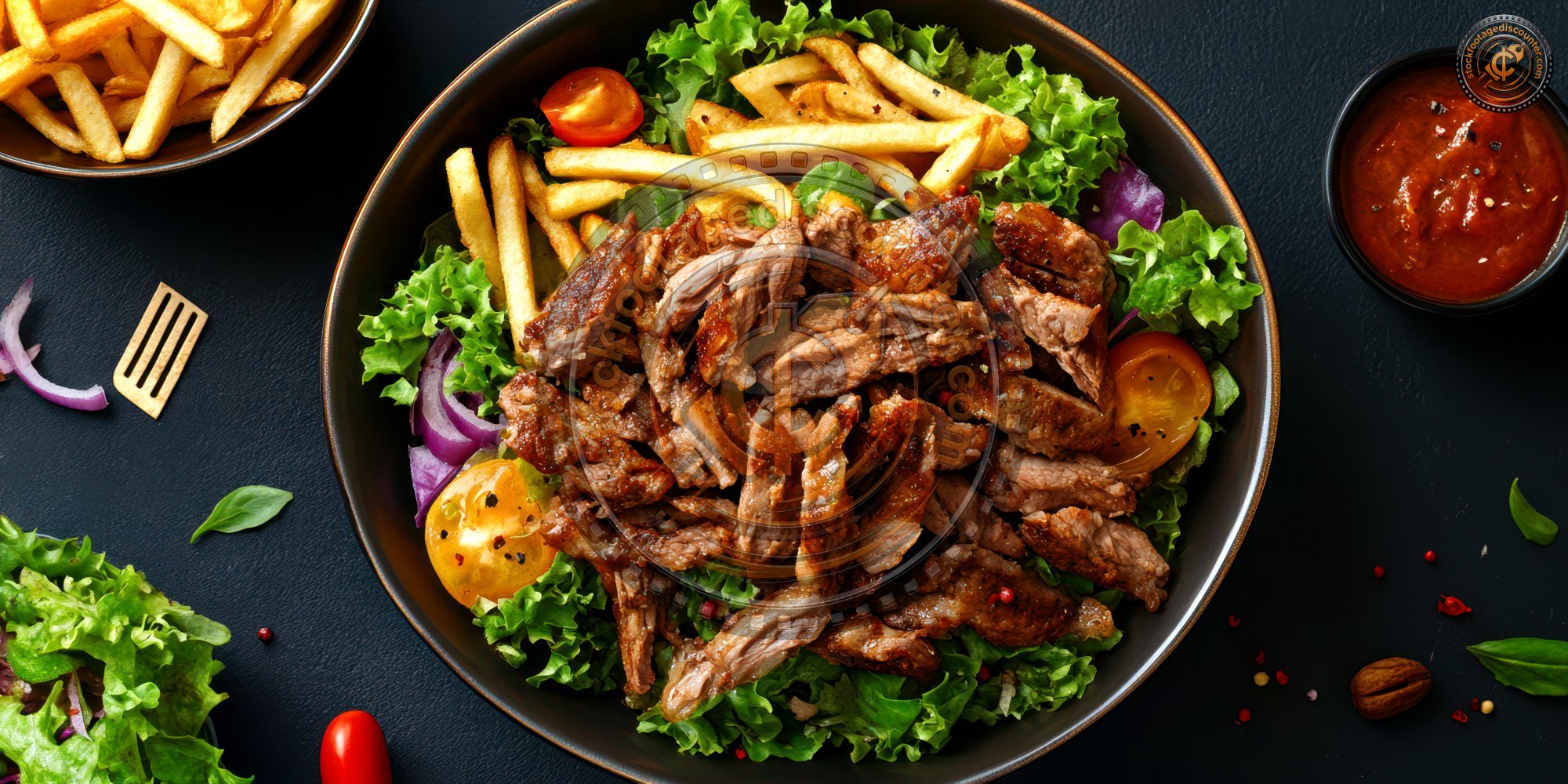 Doner Meat With French Fries Salad With Chicken Ultra Realistic Photorealistic Ar 2 1 1736241604 Gigapixel Standard 6x Stylut