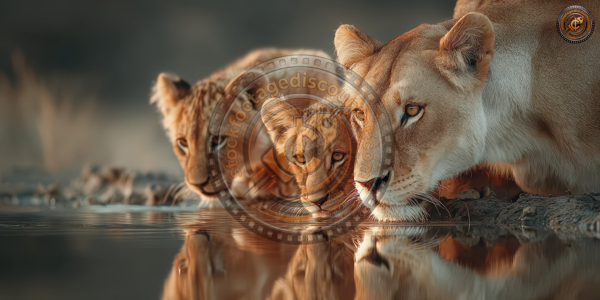 Female Lioness And Her Lion Cubs Drinking Water Fr 35904425 11ba 4b40 8489 951ce7e05cd0 2 Gigapixel Standard 6x