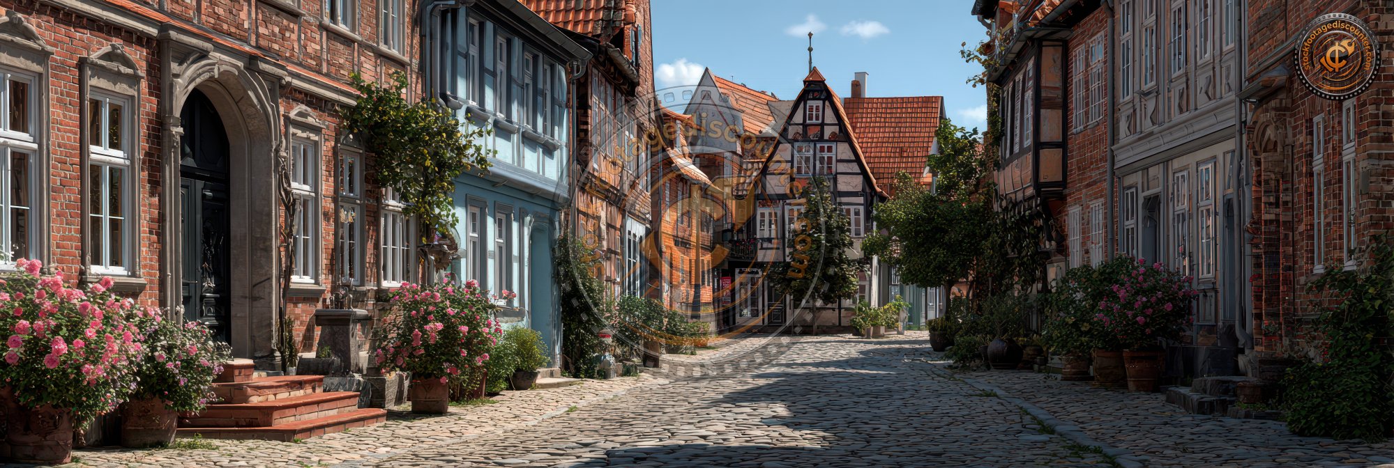 Low Angle Shot Of Narrow Cobblestone Street With 3d0c44bb D418 4c8a Adb6 2bb323590ce8 3 Gigapixel Standard 6x
