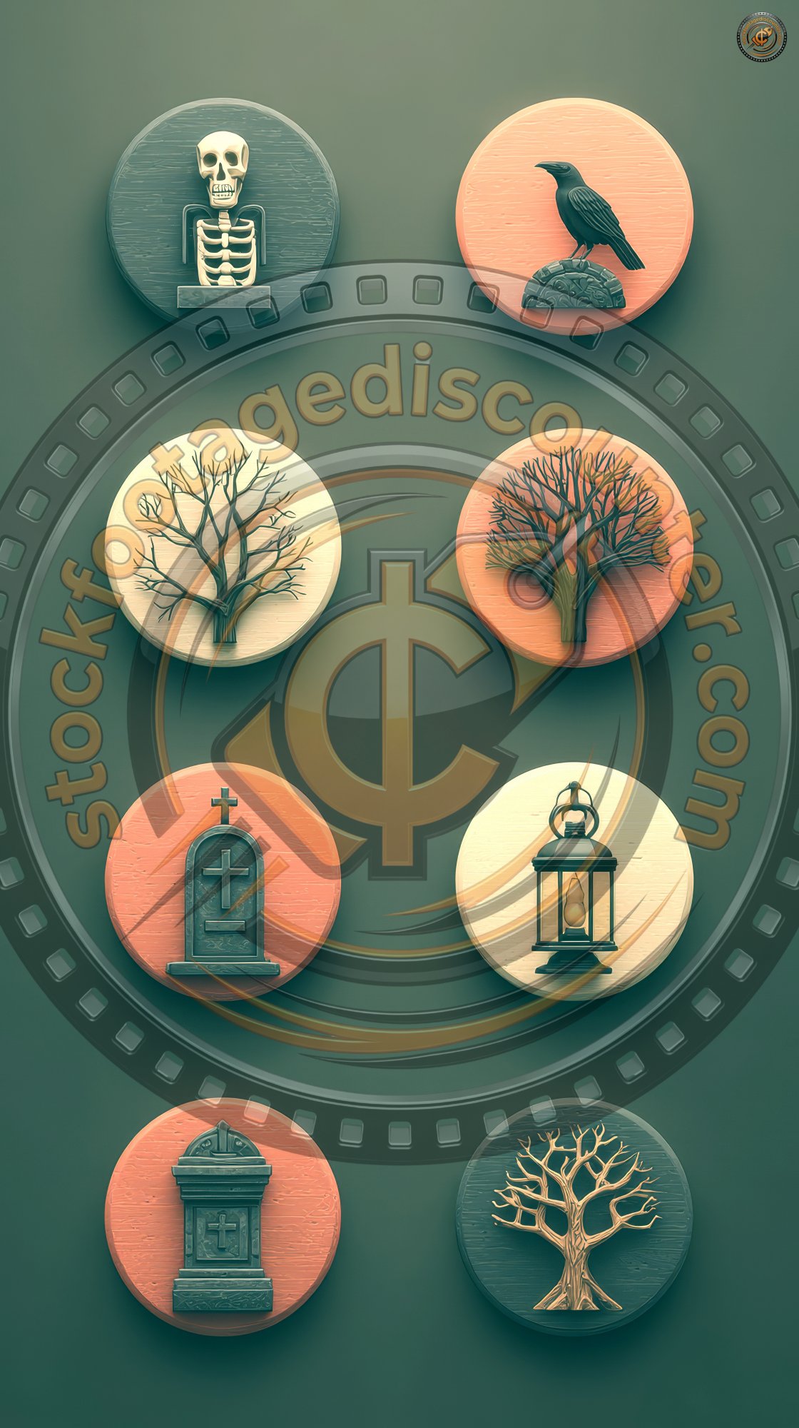 Spooky Icon Set Centered Around A Graveyard Them 3aaac93a F796 4b4c 9f6c 130c51ff630a 2 Gigapixel Standard 6x Tealorange