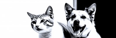 A   c l o s e - u p   s h o t   s h o w s   a   g i n g e r   c a t   a n d   a   g i n g e r   a n d   w h i t e   d o g   s i d e - b y - s i d e