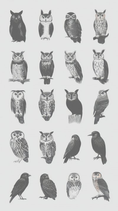 A Collection Of Twenty Black And White Owl Silho 2e0f9e8e 450a 4e3b Ba99 C370ce091419 0 Gigapixel Standard 6x Lc