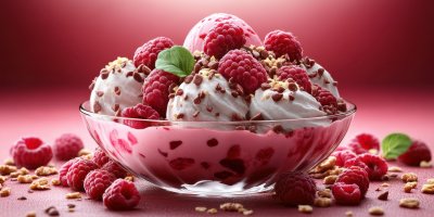 A Colorful Ice Cream Sundae With Toppings And Raspberries Icecream With Nuts Ultra Realistic Photorealistic Ar 2 1 Styli 1737765836 Gigapixel Standard 6x