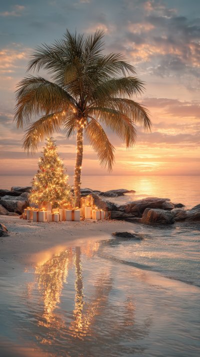 A Decorated Palm Tree With Christmas Lights And Pr D1c3d3b7 Fa2f 46ba 8d88 F6f0d3c2f2bf 3 Gigapixel Standard 6x