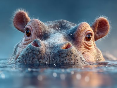 A Happy Hippopotamus Looking Out Of The Water. He 66a3448a 4ca2 4ec6 Acda 29533bb1b185 0 Gigapixel Standard 6x