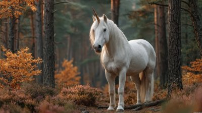A Majestic White Unicorn Stands Serene In A Forest Cle 87e030e5 Dfd4 4895 A3ef 0d033aed256a 0 Gigapixel Standard 6x