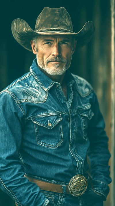 A Mature Cowboy In A Hat Jeans And A Denim Shirt 3d061c50 50f2 4c4e 9e5d Dc93562e9830 0 Gigapixel Standard 6x Tealorange