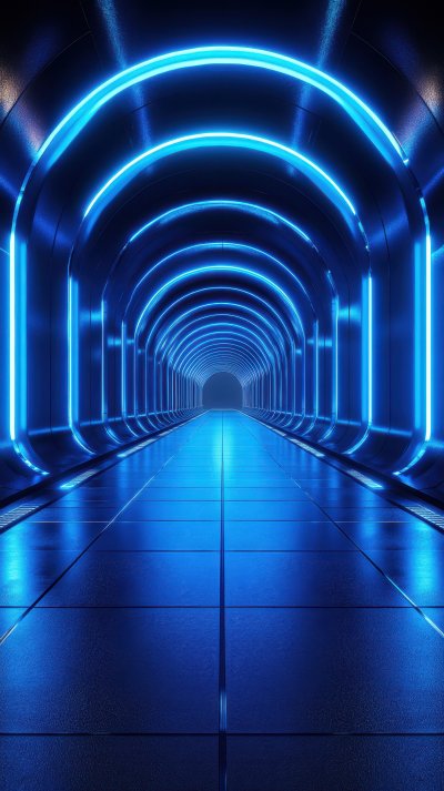 A Sleek Modern Corridor Bathed In Neon Blue Light P 7a453621 Fca6 46fc Bdd7 604e56d8b709 3 Gigapixel Standard 6x