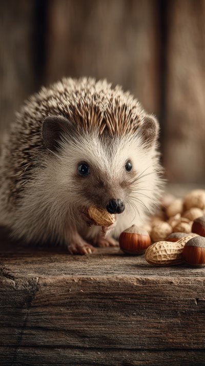 A Small Hedgehog Munching On Peanuts On A Wooden F 13e03f22 D3fe 4940 Ada6 C3edb401c21d 2 Gigapixel Standard 6x