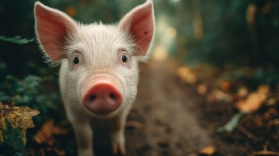 A White Pig Looks Up At The Camera With A Curious 12efb3d0 1f96 42c0 9952 75709789df30 0 Gigapixel Standard 6x