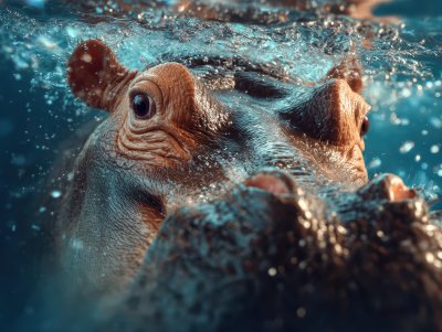 Adult Hippo Submerging. Hippo. Ultra Realistic. P F57982fb 9094 4233 Bc78 A32574fe294e 2 Gigapixel Standard 6x