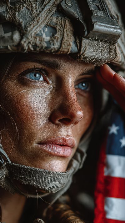 American Female Soldier In Front Of An American F 09caf9d1 5068 4518 9d47 2543e3b24ef8 0 Gigapixel Standard 6x