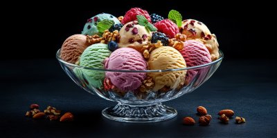 Artisanal Sundae With Colorful Gelato Scoops Topped With Nuts And Fruits Served In Glass Bowl Delightful Treat For Ice C 1737656557 Gigapixel Standard 6x