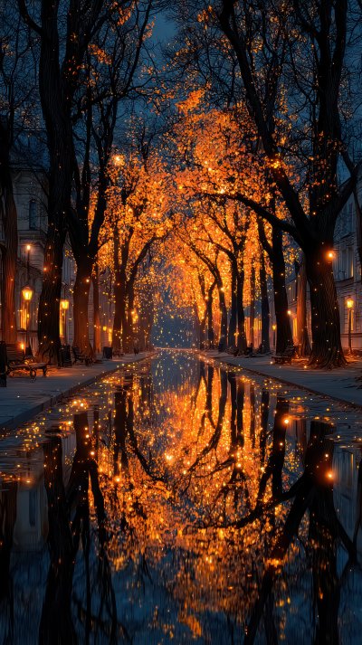 Autumn Night Landscape In The Park Alley Trees. A 1f5479b6 109d 4a33 B15e 4fe4056c1ff5 3 Gigapixel Standard 6x