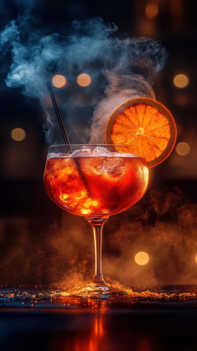 Barman Make Red Alcoholic Cocktail With Smoke In Glass Decorated With Orange Tropical Drink Ultra Realistic Photorealist 1737766793 Gigapixel Standard 6x