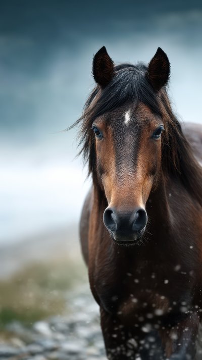 Bay Stallion Walk In Sea Water. Wild Horse. Ultra 35415cd0 B227 4d54 A122 8f358c378eea 1 Gigapixel Standard 6x