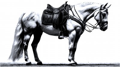Beautiful White Horse With A Saddle Rears Up On A 5f8ea8e7 F343 4307 B584 37d15e463e55 3 Gigapixel Standard 6x Silver
