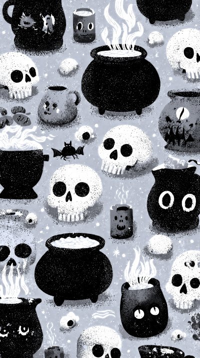Black Cauldrons And Skulls On Pink Background A 84de5b1e 0fa3 479f A475 2a90350559d0 1 Gigapixel Standard 6x Silver