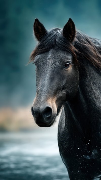 Black Horse With Long Mane Running In Water On Da 426c2537 6562 46bc 8a4d D7de24737fba 0 Gigapixel Standard 6x