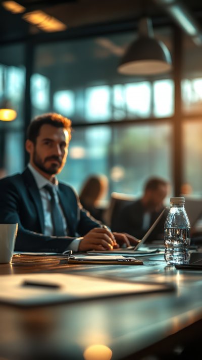 Businessman Sitting At Table With Working Blurred P 350a9e56 Cfa2 4629 9661 F15115230b9c 0 Gigapixel Standard 6x