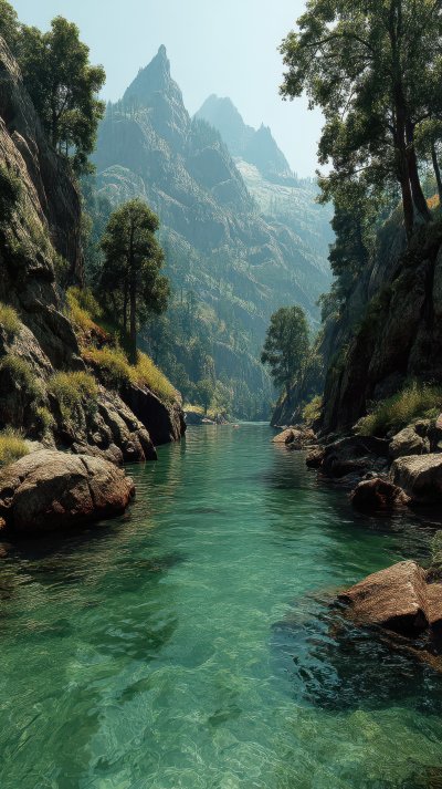 Calm River Flowing Between Mountains. Majestic Ri 088867b5 05fb 40fe 882e Ddb5d3dcfa72 0 Gigapixel Standard 6x