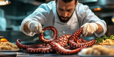 Chef Preparing Grilled Octopus With Couscous F489e6c4 7b32 48ee 9161 60095109a117 3 Gigapixel Standard 6x