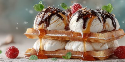Chocolate Waffle Stack With Ice Cream. Ice Cream. Be7be995 2081 415e A659 76f8c13624de 1 Gigapixel Standard 6x