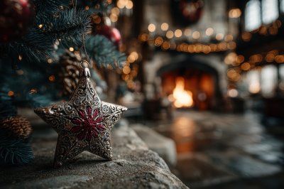 Christmas Tree And Red Star Close Up On The Backg Cb7d8ed7 Cab6 4fbf 8bfc 74bdb44cb16f 2 Gigapixel Standard 6x