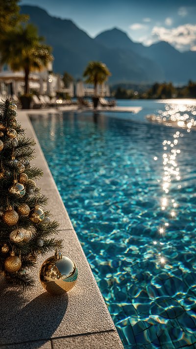 Christmas Tree Decoration In The Summer With Pool A61a8e73 871e 499e 86f5 46fe9a44fbb1 3 Gigapixel Standard 6x