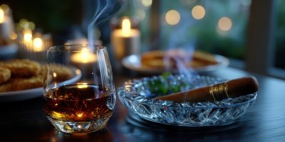 Cigars Ashtray And Whiskey On Grey Table Closeup. 18b2c532 Fb67 449b B5b4 E800ff3c74fe 2 Gigapixel Standard 6x