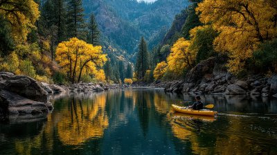 Clackamas River Kayaking In Autumn Season. Autumn E19a40d5 5d5e 4c0b 99da 93d5afb2a5bb 3 Gigapixel Standard 6x