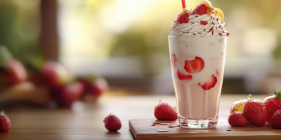 Close Up Of Milkshake With Fruits On Cutting Boar C3a1d2e1 1142 4f0a A544 53d4d1dd4e08 3 Gigapixel Standard 6x