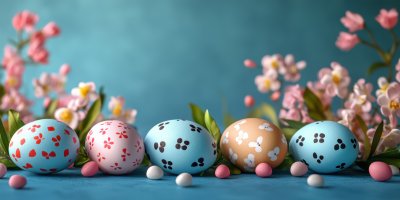 Colorful Easter Eggs And Spring Flowers On Blue B 70cbdadd 1b0c 49eb B374 40efb6be27fd 1 Gigapixel Standard 6x