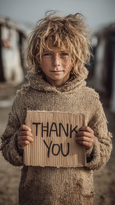 Cute Blond Little Boy With Cardboard Poster Sayin D351bb0a 3198 4e81 Be00 129d82dac757 2 Gigapixel Standard 6x