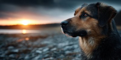 Dog Sitting On The Beach During Sunset. Puppy Bea E8b88f11 B98a 4a04 A6b8 7ffbbdacae51 1 Gigapixel Standard 6x