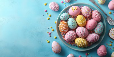 Easter Concept. Top View Photo Of Plate With Colo A29ce57b 46c3 4f12 8b02 C9fdfbf6128d 1 Gigapixel Standard 6x