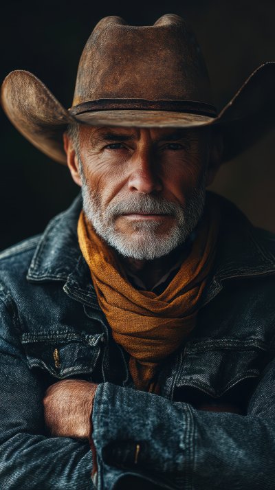 Elderly Man Cowboy Arms Folded. Cowboy. Ultra Rea 82535899 E5a3 4440 9105 90fb1c50b465 3 Gigapixel Standard 6x