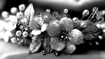 Elegant Bridal Hair Accessory With Pearls And Lea 62219170 Ba47 43d7 945a 66cc5ff83e2b 0 Gigapixel Standard 6x Bw