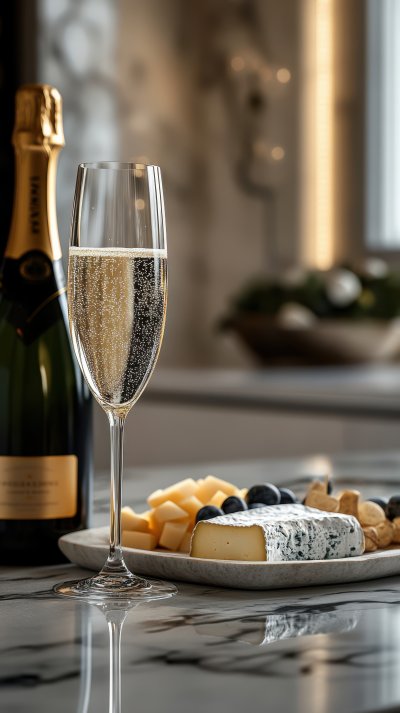 Elegant Champagne Flute And Bottle With Gourmet C 12944349 804c 449e B1fb E74299f3154d 1 Gigapixel Standard 6x