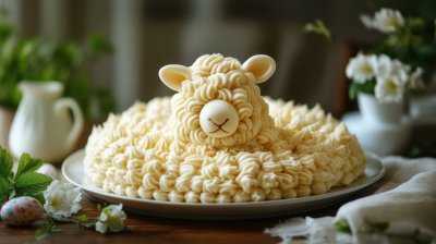 Freshly Baked Spring Lamb Shaped Easter Cake Easter Dessert Ultra Realistic Photorealistic Ar 16 9 Stylize 250 1732384269 Gigapixel Standard 6x