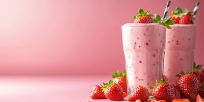 Glasses Of Tasty Strawberry Milkshake On Table. M 146752f9 Adb3 4f15 8b91 125f5c89ffd5 0 Gigapixel Standard 6x